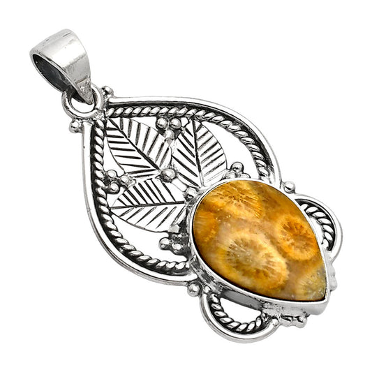 Natural Flower Fossil Coral Pendant P-1258 SDP151929