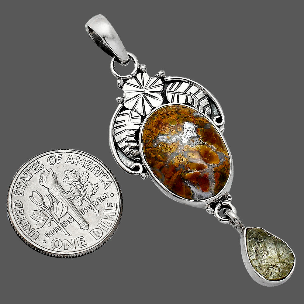 Rare Cady Mountain Agate & Rare Kornerupine Rough Pendant P-1413 SDP152006