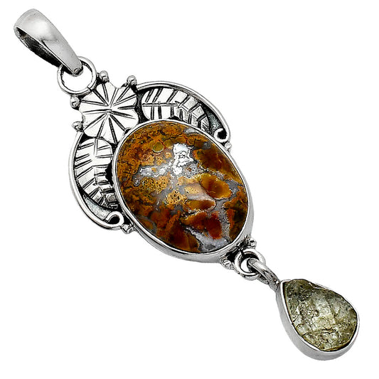 Rare Cady Mountain Agate & Rare Kornerupine Rough Pendant P-1413 SDP152006