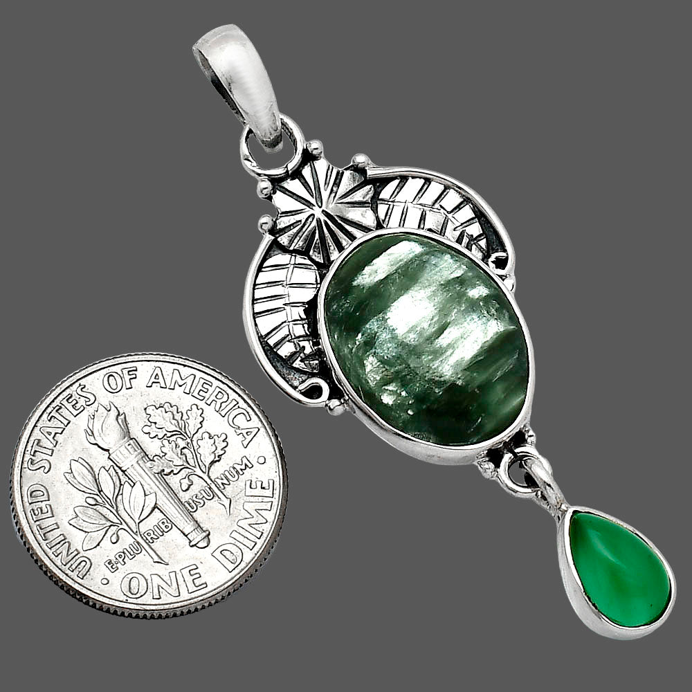 Russian Seraphinite & Green Onyx Pendant P-1413 SDP152020