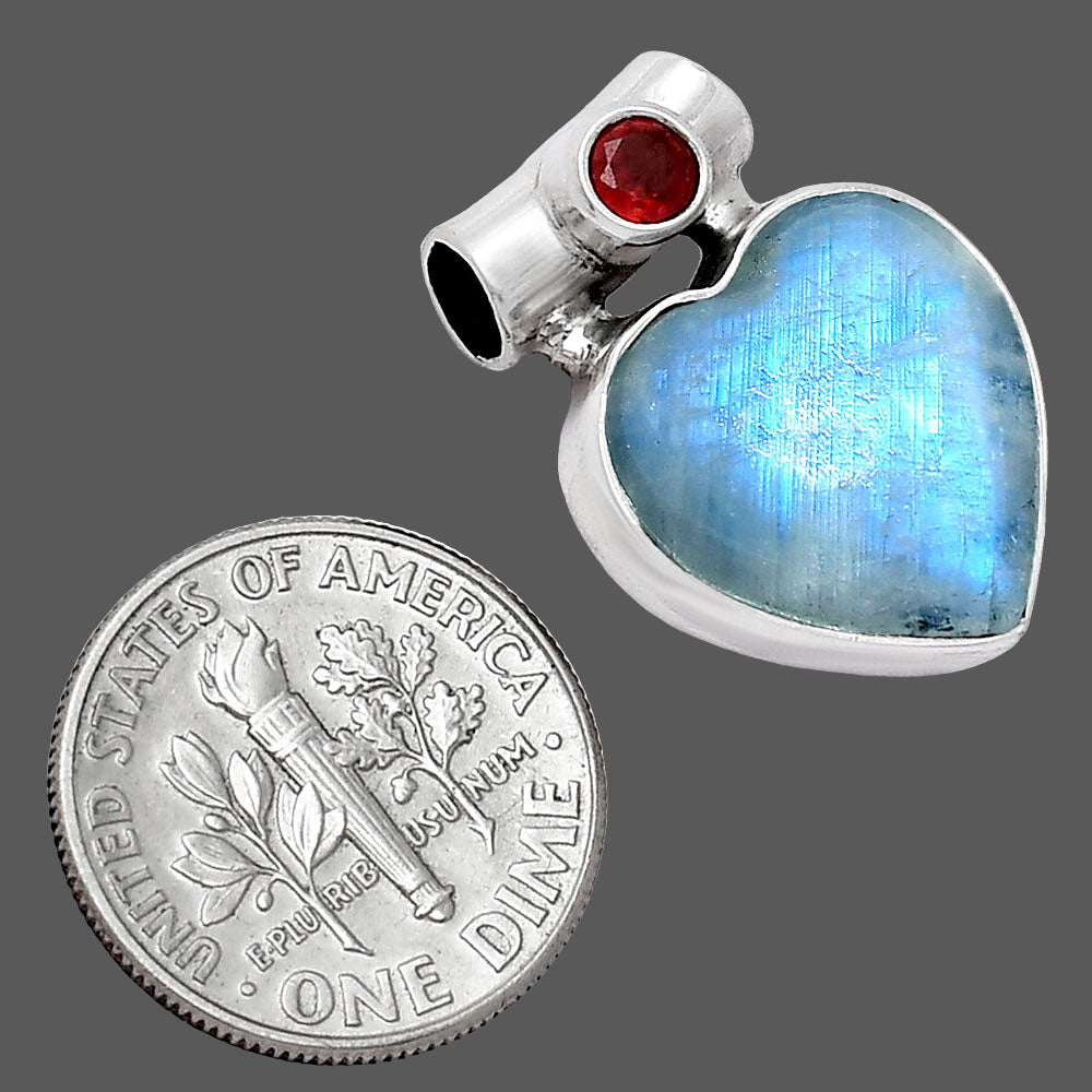 Rainbow Moonstone - India & Garnet Pendant P-1300 SDP152308