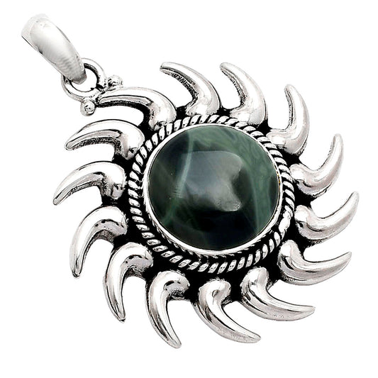 Sun - Natural Spider Web Obsidian Pendant P-1264 SDP152551