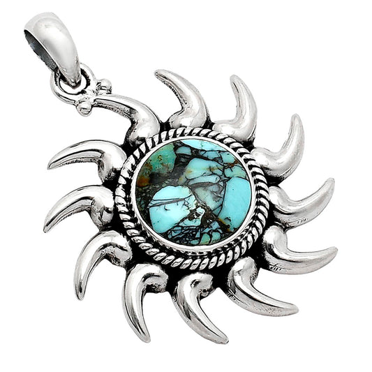 Sun - Lucky Charm Tibetan Turquoise Pendant P-1264 SDP152555