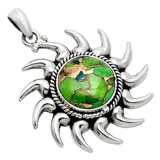 Sun - Natural Copper Green Turquoise Pendant P-1264 SDP152563