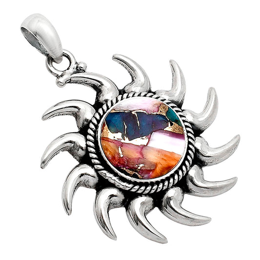 Sun - Kingman Orange Dahlia Turquoise Pendant P-1264 SDP152574