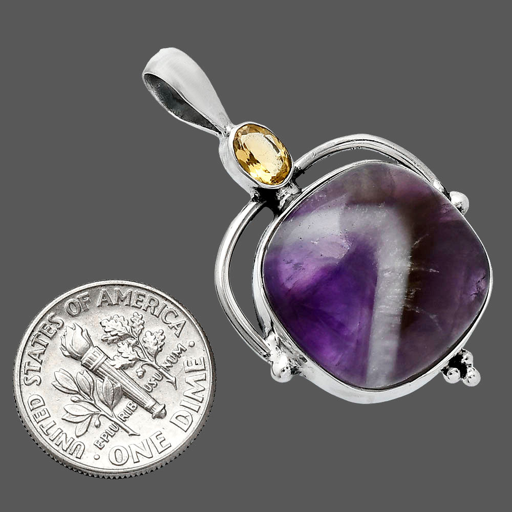 Natural Chevron Amethyst & Citrine Pendant P-1175 SDP152620