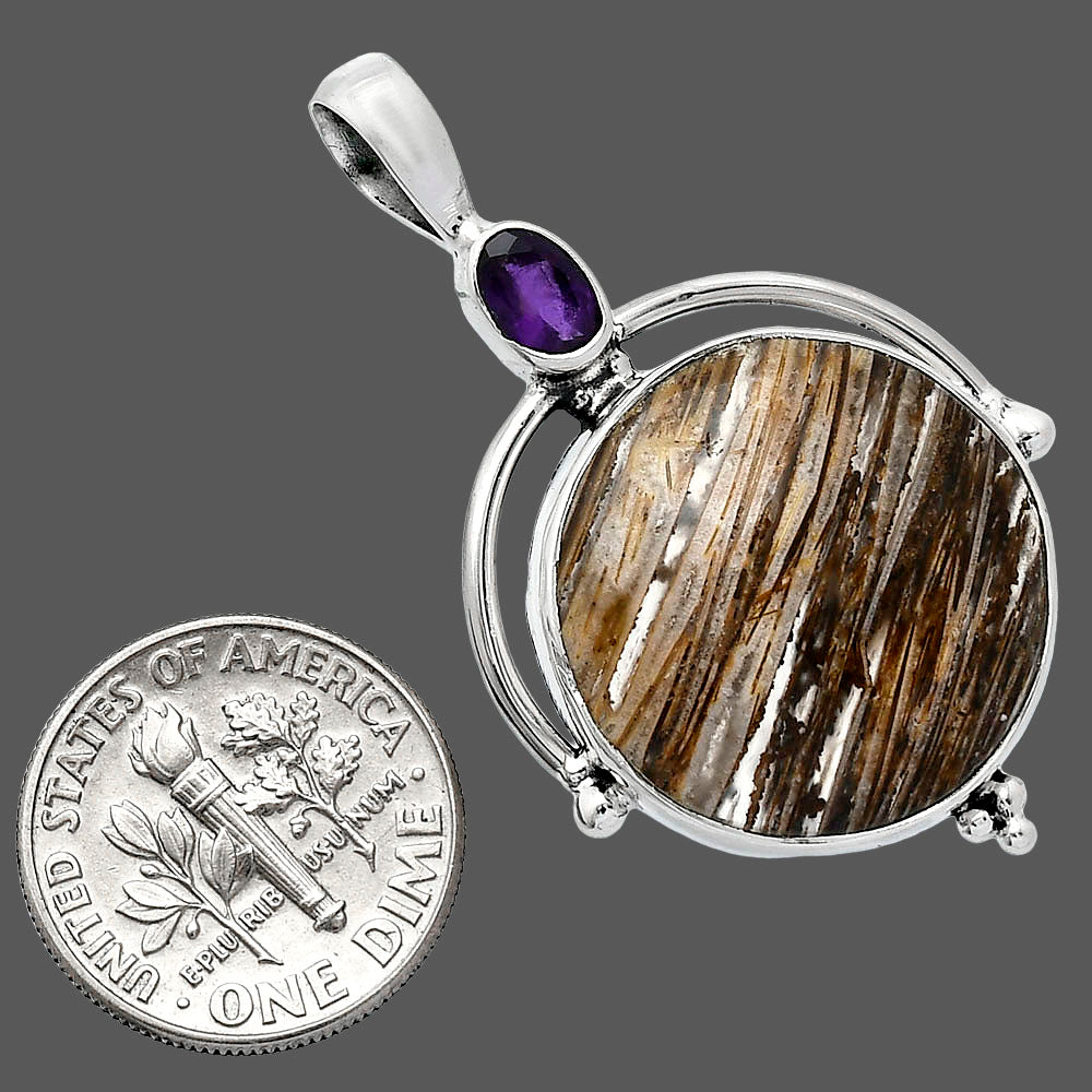 Tube Agate - Turkish & Amethyst Pendant P-1175 SDP152625