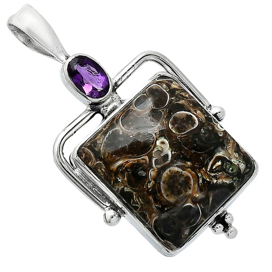 Turtella Jasper - USA & Amethyst Pendant P-1175 SDP152630