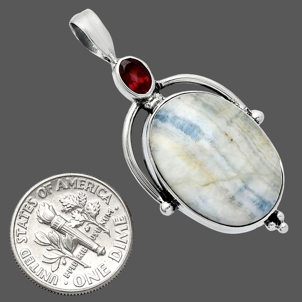 Blue Scheelite - Turkey & Garnet Pendant P-1175 SDP152642