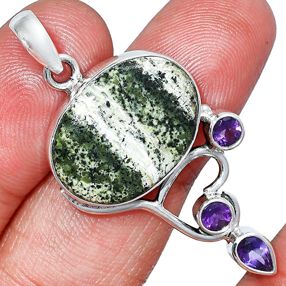 Natural Chrysotile & Amethyst Pendant P-1293 SDP152684