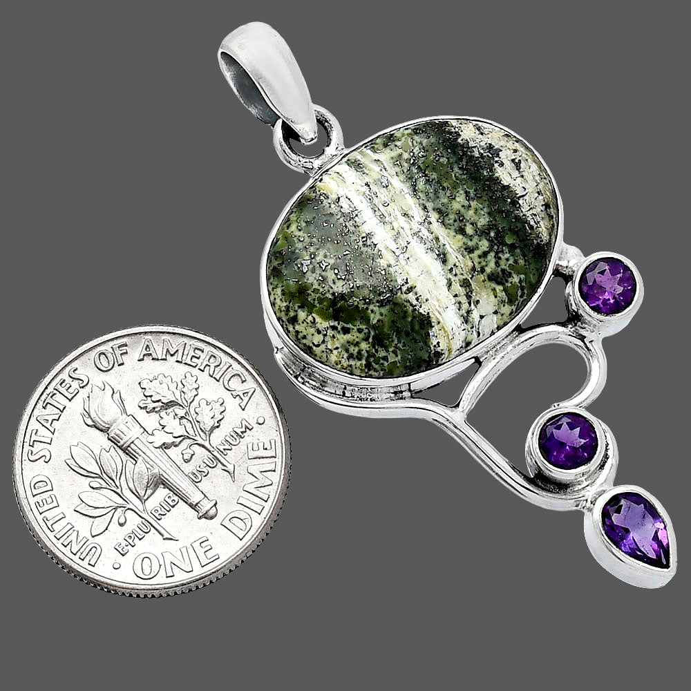 Natural Chrysotile & Amethyst Pendant P-1293 SDP152684