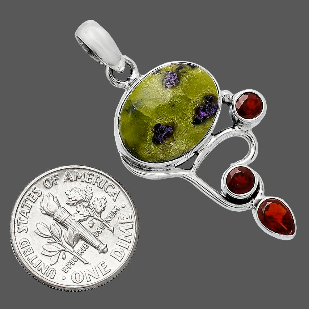 Natural Stichtite & Garnet Pendant P-1293 SDP152693