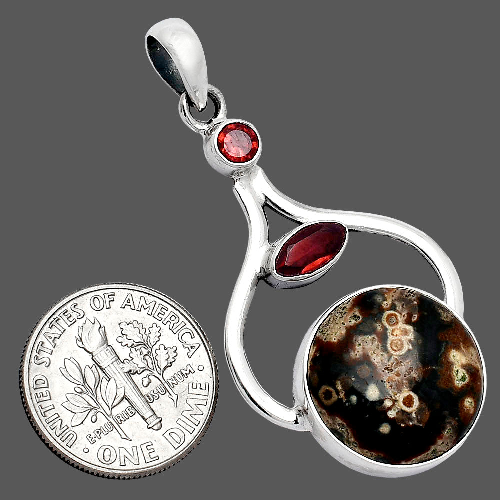 Natural Viper Skin Jasper & Garnet Pendant P-1187 SDP152723