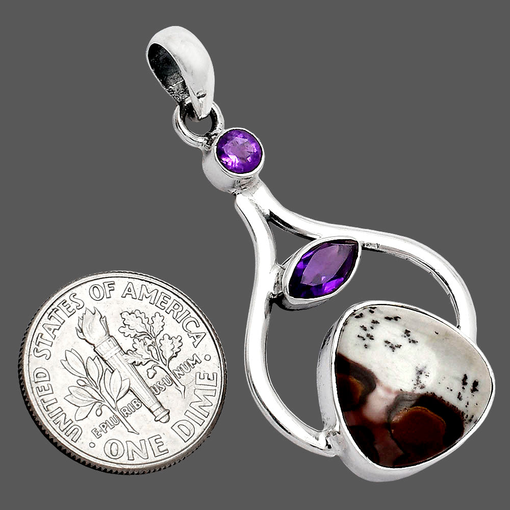 Natural Coffee Bean Jasper & Amethyst Pendant P-1187 SDP152733