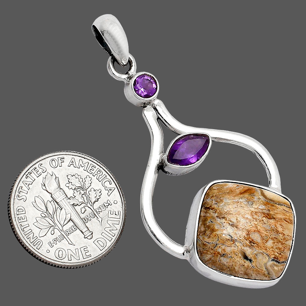 Natural Rock Calcy & Amethyst Pendant P-1187 SDP152738