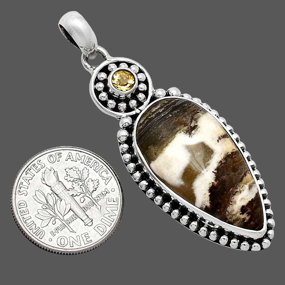 Natural Snake Skin Jasper & Citrine Pendant P-1500 SDP152826
