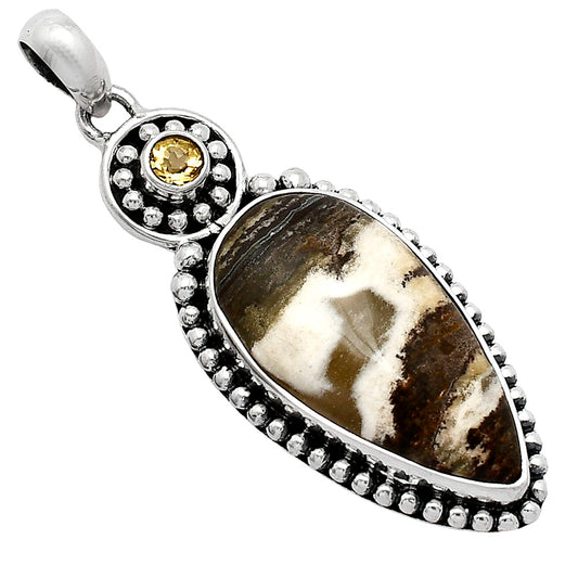 Natural Snake Skin Jasper & Citrine Pendant P-1500 SDP152826