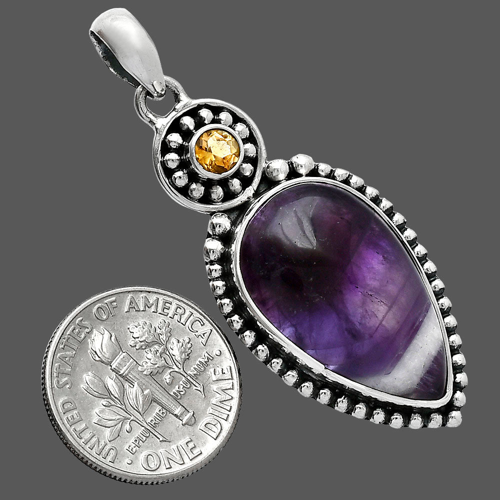 Natural Chevron Amethyst & Citrine Pendant P-1500 SDP152830