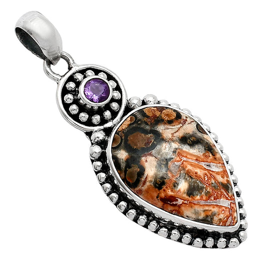 Leopard Skin Jasper & Amethyst Pendant P-1500 SDP152831