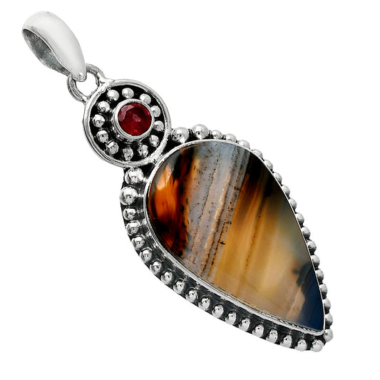 Natural Montana Agate - USA & Garnet Pendant P-1500 SDP152846