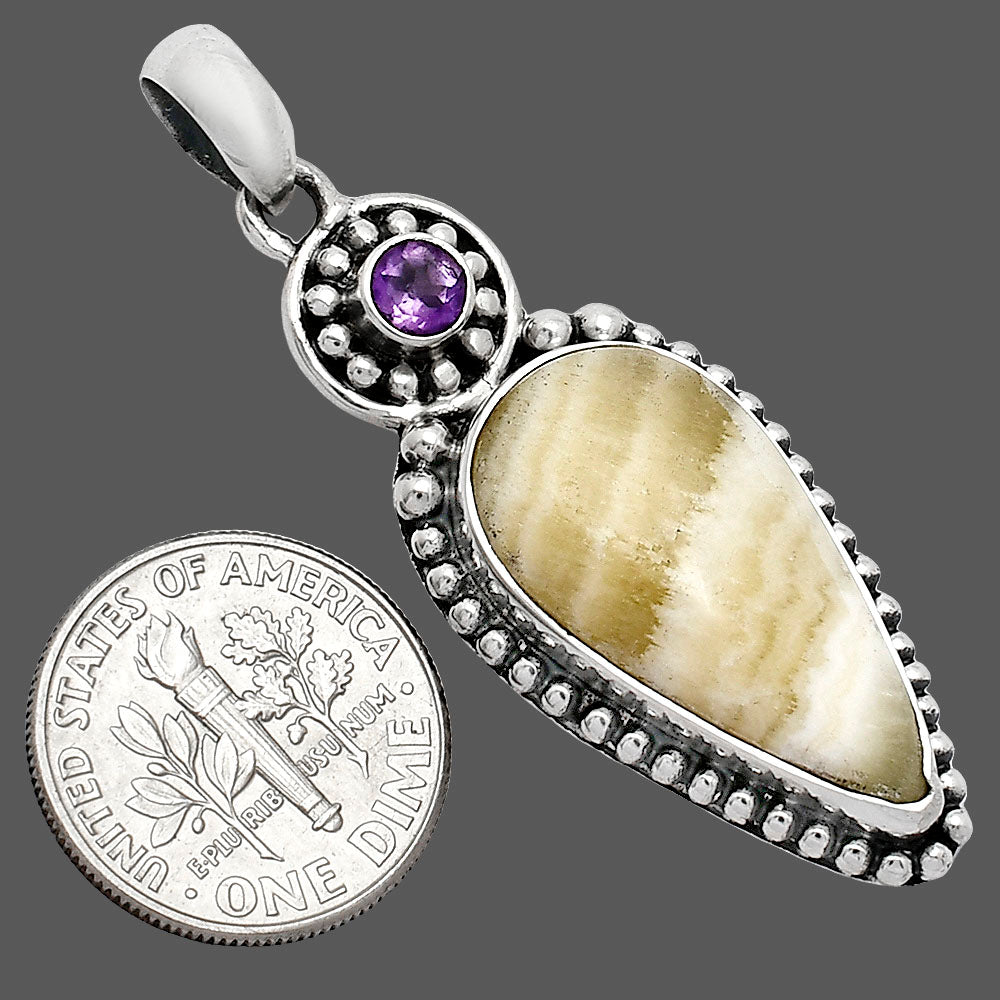 Natural Yellow Aragonite & Amethyst Pendant P-1500 SDP152855