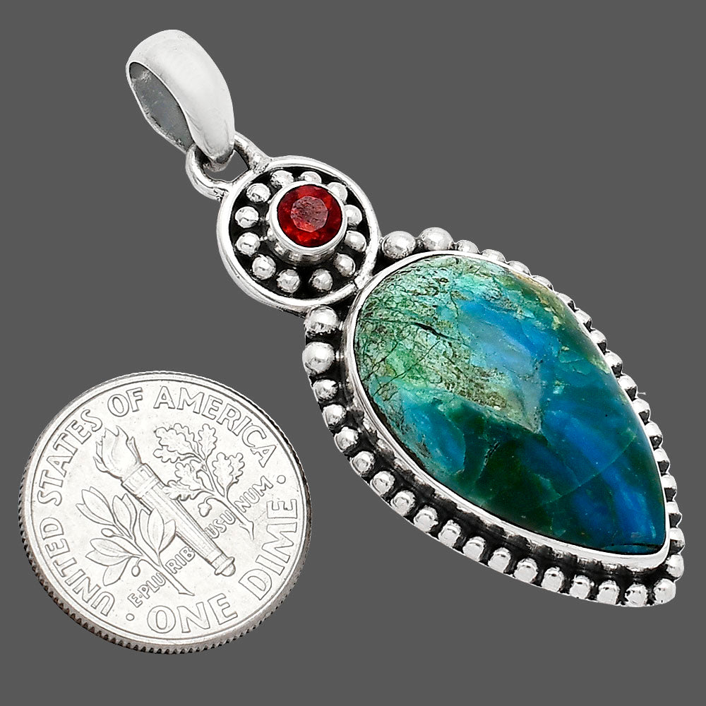 Natural Peruvian Opalina & Garnet Pendant P-1500 SDP152858