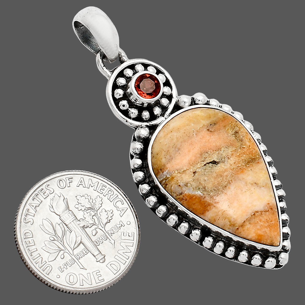 Natural Coral Jasper & Garnet Pendant P-1500 SDP152865