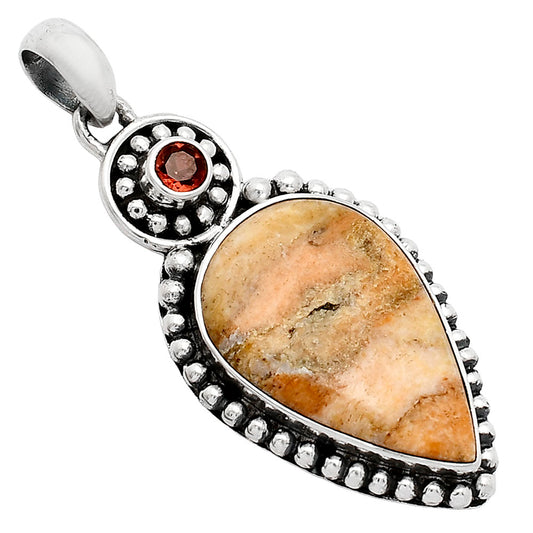 Natural Coral Jasper & Garnet Pendant P-1500 SDP152865