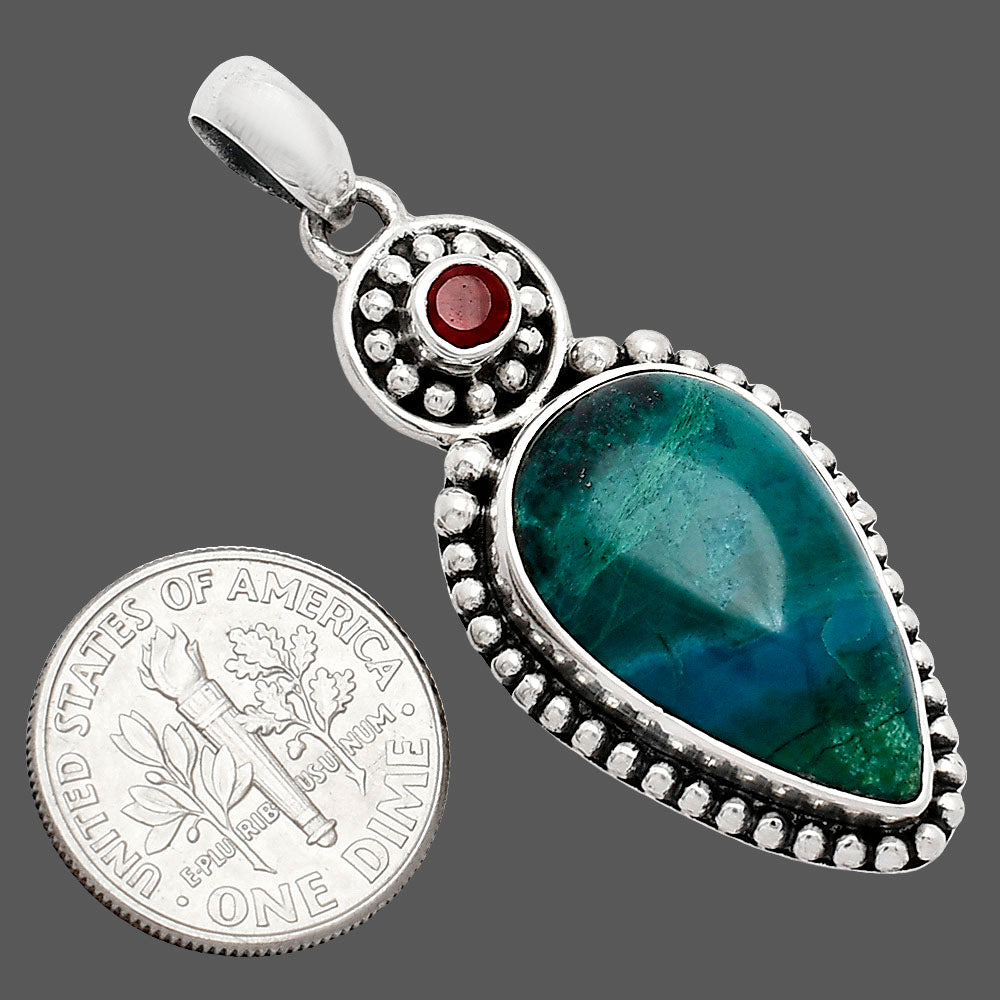 Natural Peruvian Opalina & Garnet Pendant P-1500 SDP152867