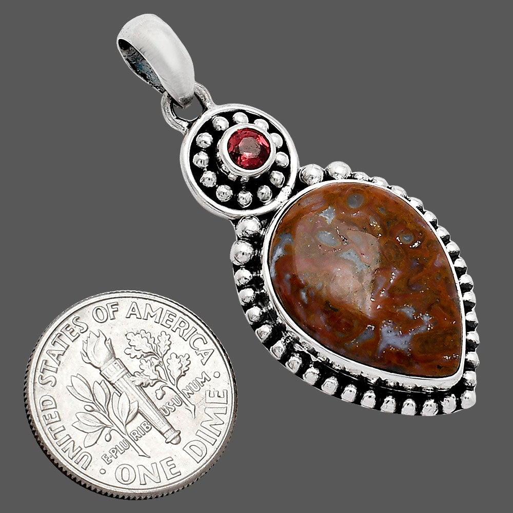 Natural Red Moss Agate & Garnet Pendant P-1500 SDP152872