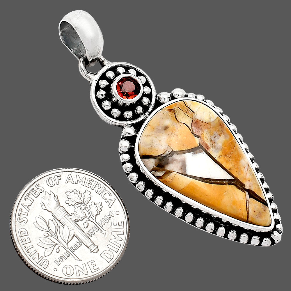 Natural Brecciated Mookaite & Garnet Pendant P-1500 SDP152875