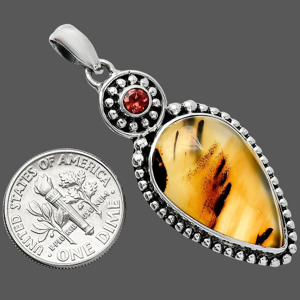 Natural Montana Agate - USA & Garnet Pendant P-1500 SDP152879