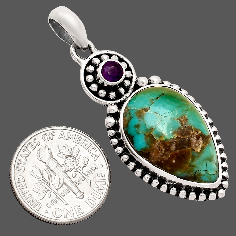Turquoise Nevada Aztec Mt & Amethyst Pendant P-1500 SDP152880