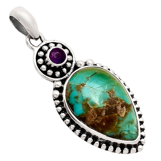 Turquoise Nevada Aztec Mt & Amethyst Pendant P-1500 SDP152880