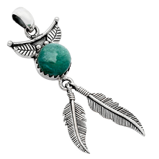 Feather - Natural Green Aventurine Pendant P-1284 SDP152908