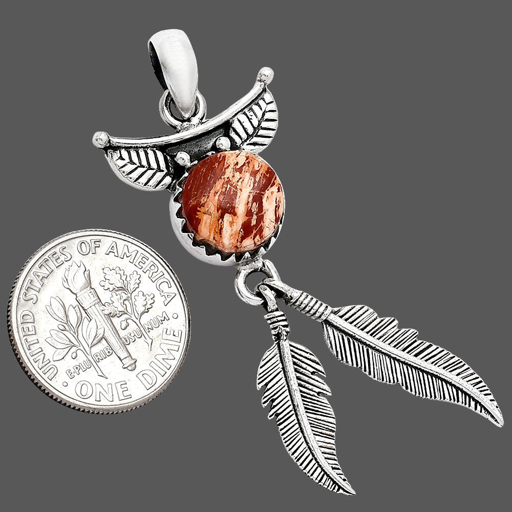 Feather - Natural Snake Skin Jasper Pendant P-1284 SDP152923
