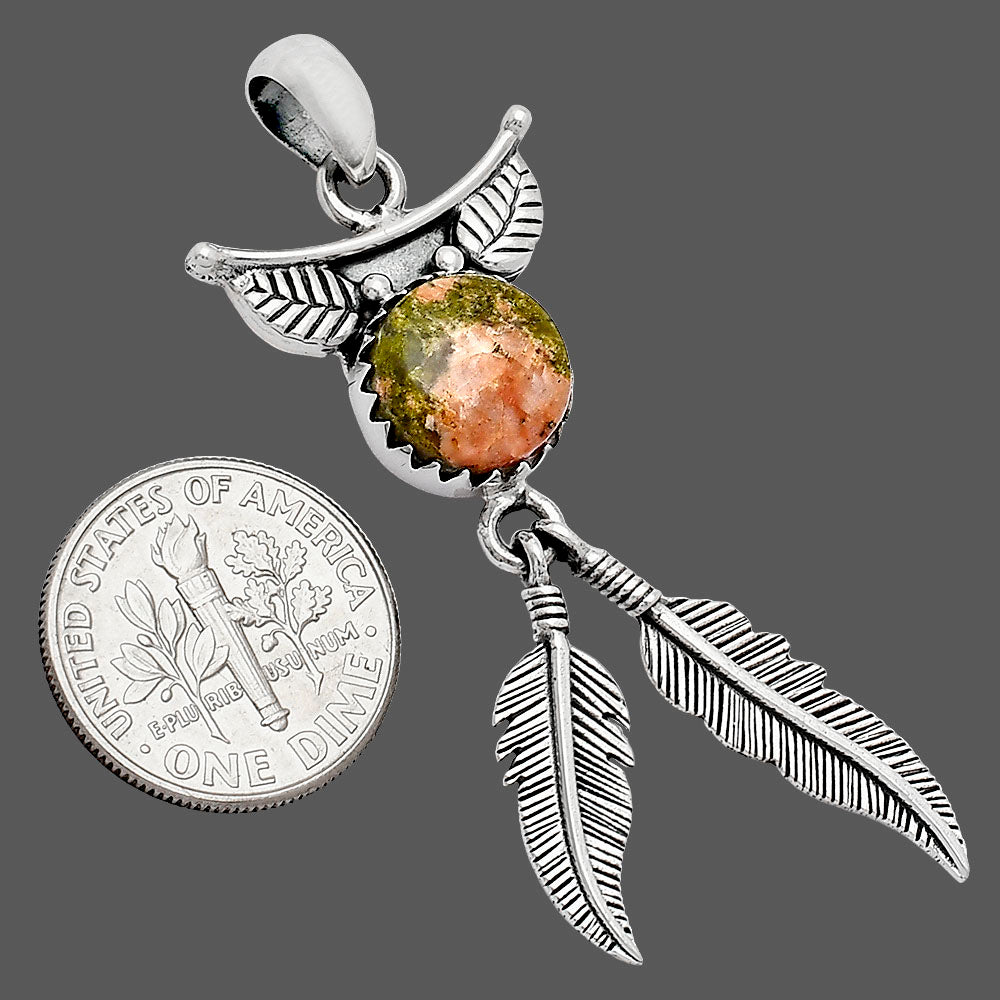 Feather - Natural Unakite Pendant P-1284 SDP152944