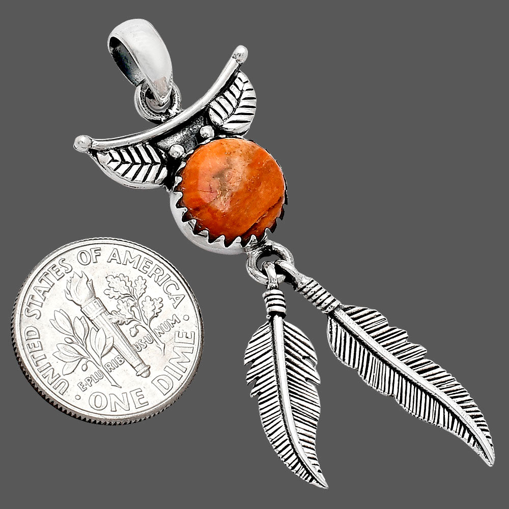 Feather - Natural Red Sponge Coral Pendant P-1284 SDP152952