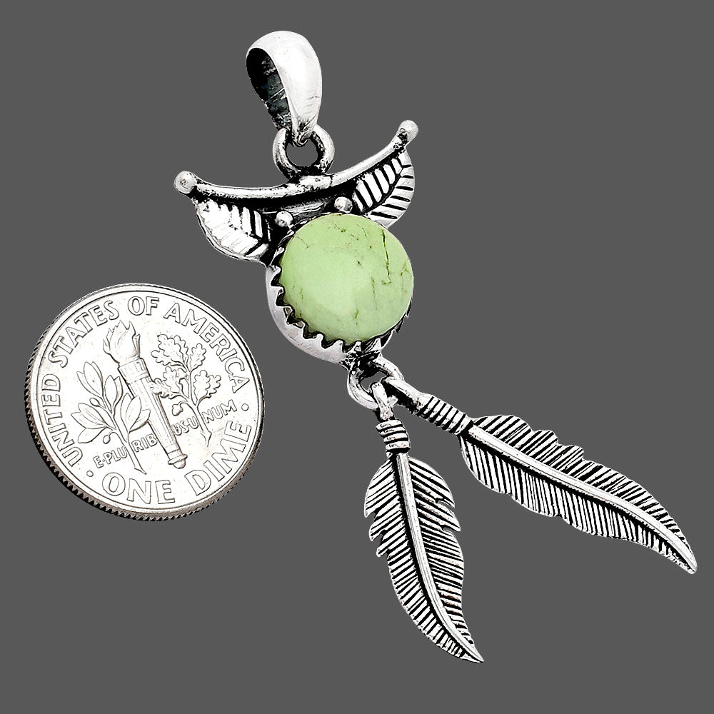 Feather - Natural Lemon Chrysoprase Pendant P-1284 SDP152961