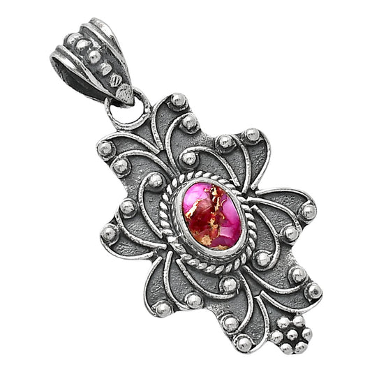 Natural Kingman Pink Dahlia Turquoise Pendant P-1558 SDP153121