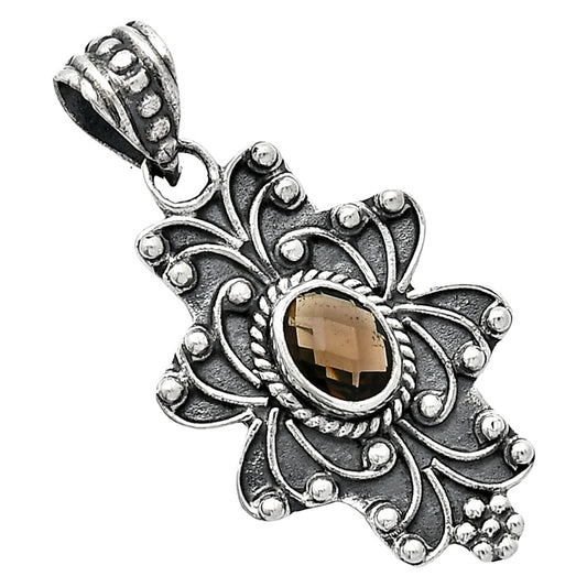 Smoky Quartz Checker Briolette Pendant P-1558 SDP153130