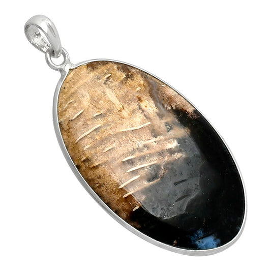 Natural Black Root Plume Agate Pendant P-1001 SDP153637