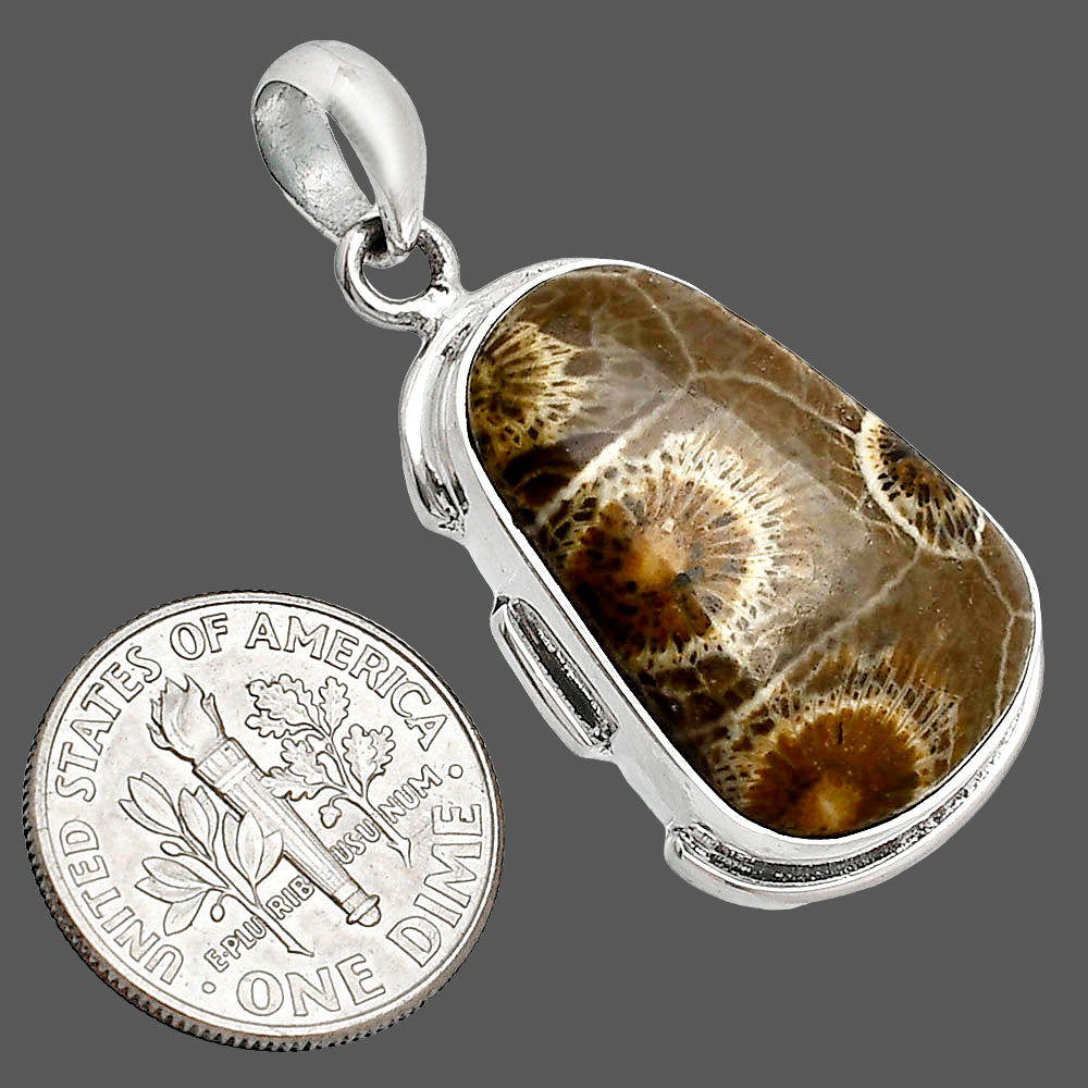 Natural Flower Fossil Coral Pendant P-1072 SDP153908