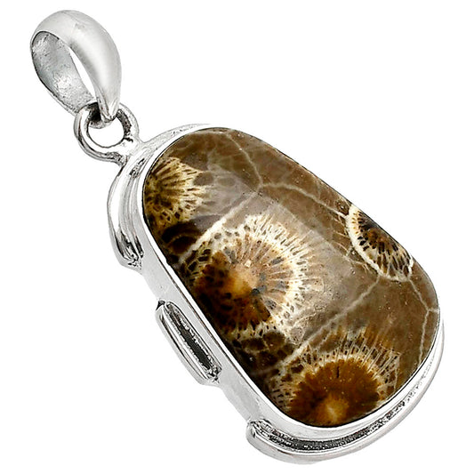 Natural Flower Fossil Coral Pendant P-1072 SDP153908