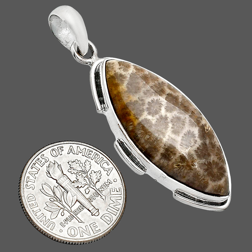 Natural Flower Fossil Coral Pendant P-1072 SDP153942