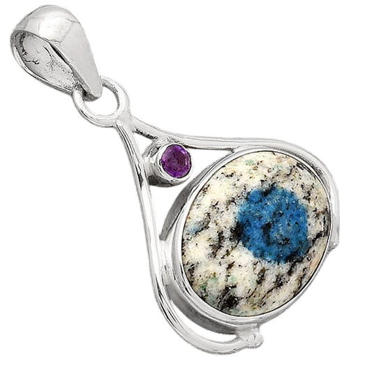 K2 Blue Azurite In Quartz & Amethyst Pendant P-1057 SDP154117