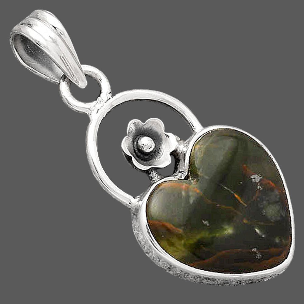 Heart Turkish Rainforest Chrysocolla Pendant P-1692 SDP154132