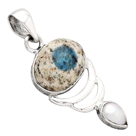 K2 Blue - Azurite In Quartz and Pearl Pendant P-1693 SDP154141