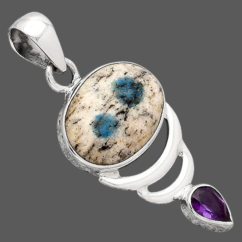 K2 Blue Azurite In Quartz & Amethyst Pendant P-1693 SDP154142