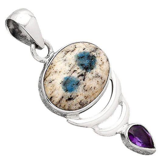 K2 Blue Azurite In Quartz & Amethyst Pendant P-1693 SDP154142